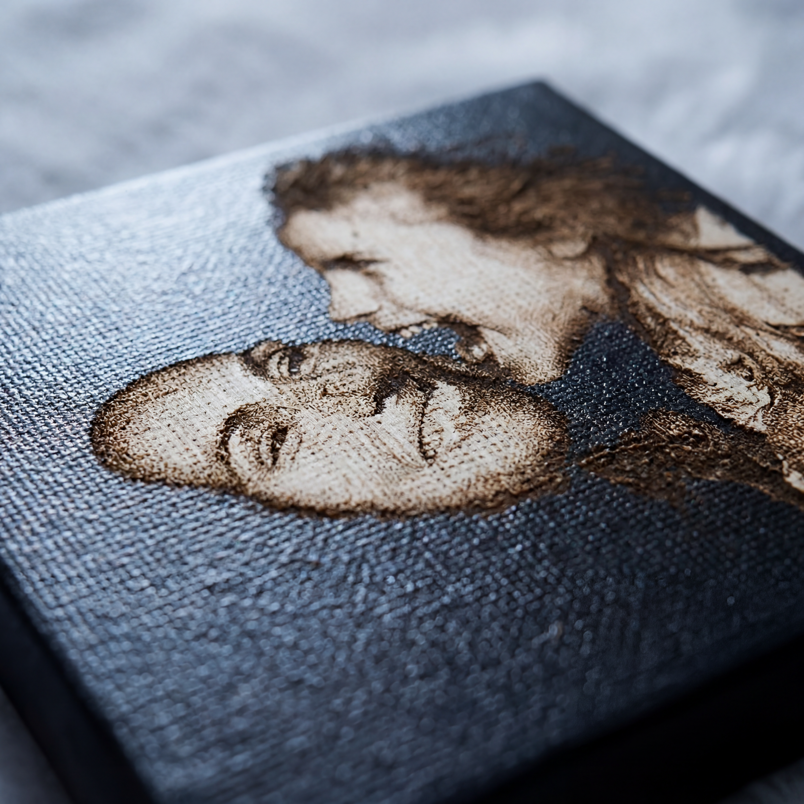 Photo gravée personnalisée sur toile noire avec chevalet – Image 5